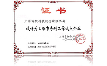 上海市專利(li)工作(zuo)試(shi)點企業(ye)